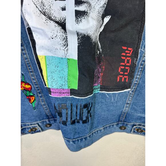 Brooklyn Cloth Denim Jacket L Self-Made Graphic Jean Patchwork Streetwear - Picture 14 of 14